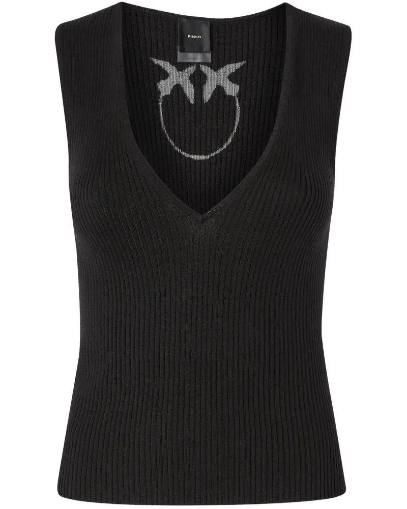 Pinko Geripptes Top - Schwarz Schwarz