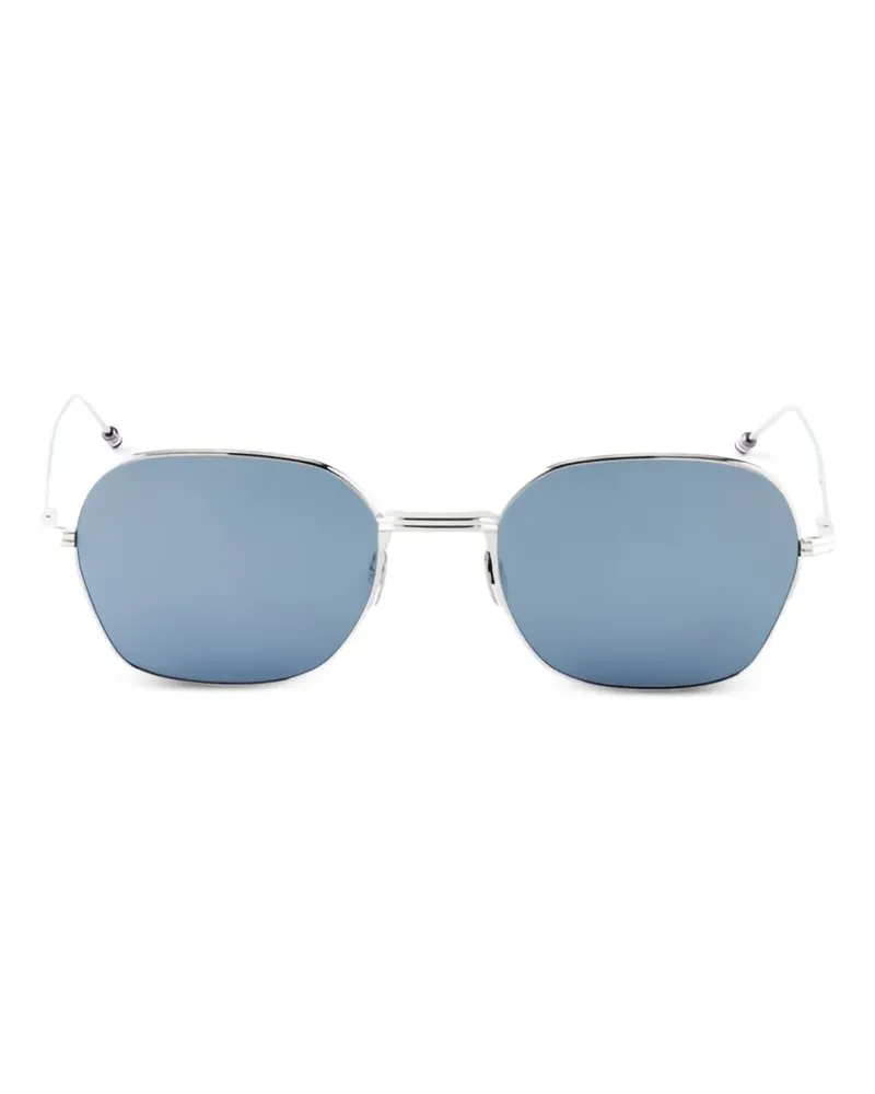 Thom Browne Sonnenbrille mit geometrischem Gestell - Silber Silber