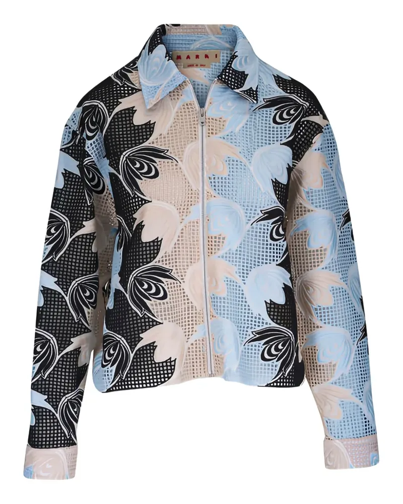 Marni floral-embroidered mesh jacket - Blau Blau