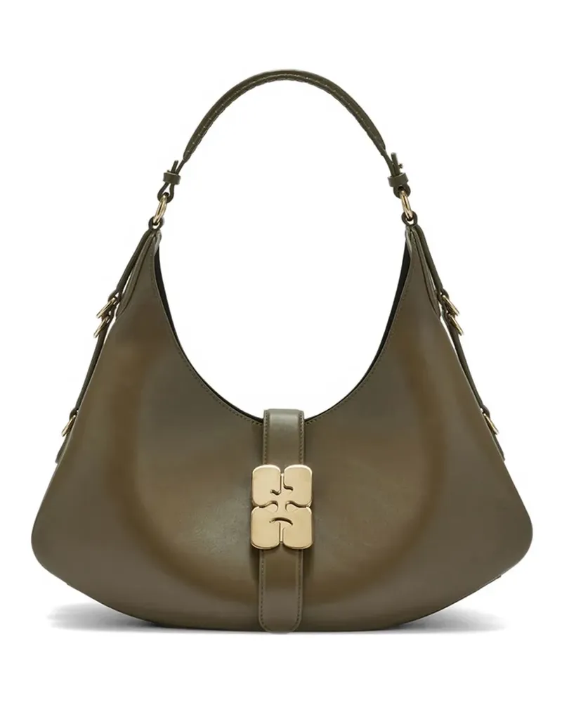 Ganni Kat logo-plaque shoulder bag - Grün Grün