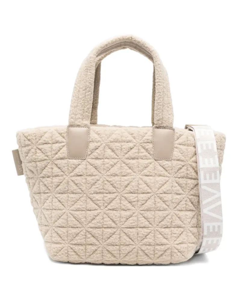 VeeCollective small Vee quilted sherpa tote bag - Nude Nude