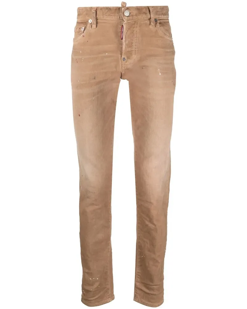 Dsquared2 Skinny-Jeans mit Farbklecksen - Braun Braun