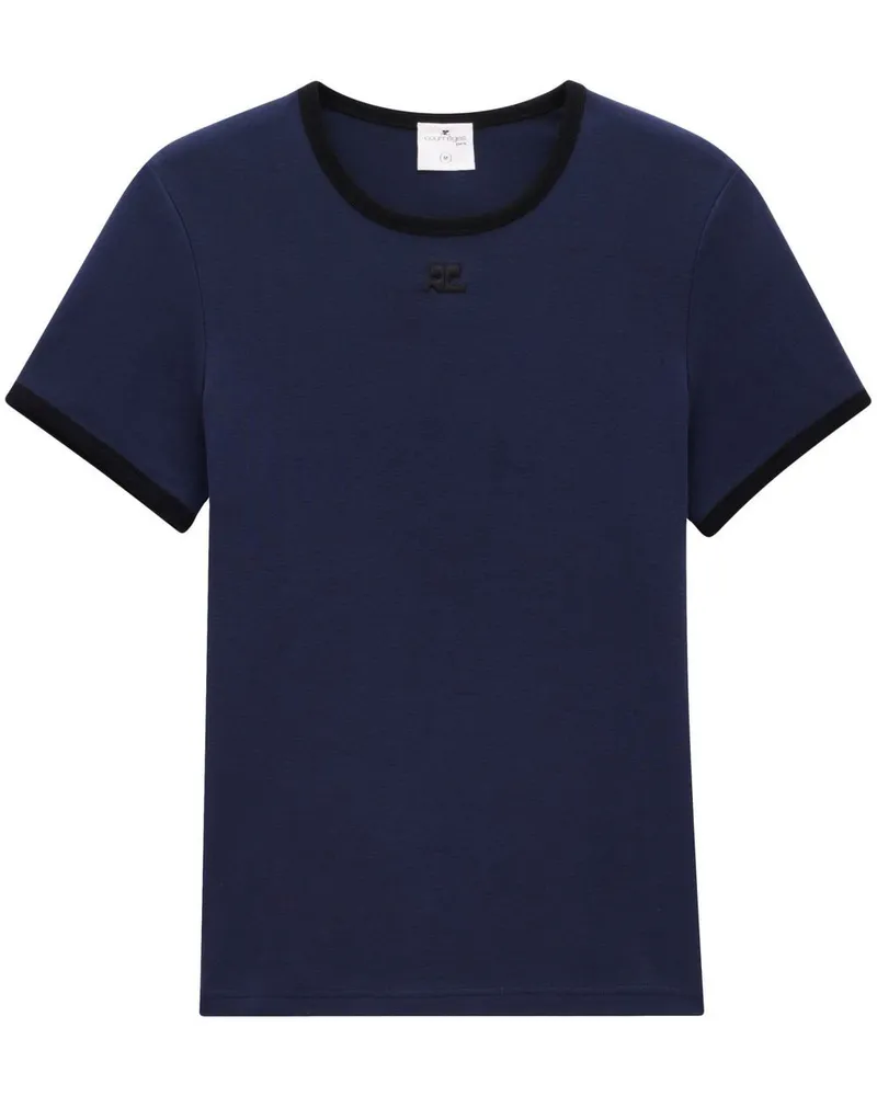 Courrèges T-Shirt mit Kontrastdetails Blau