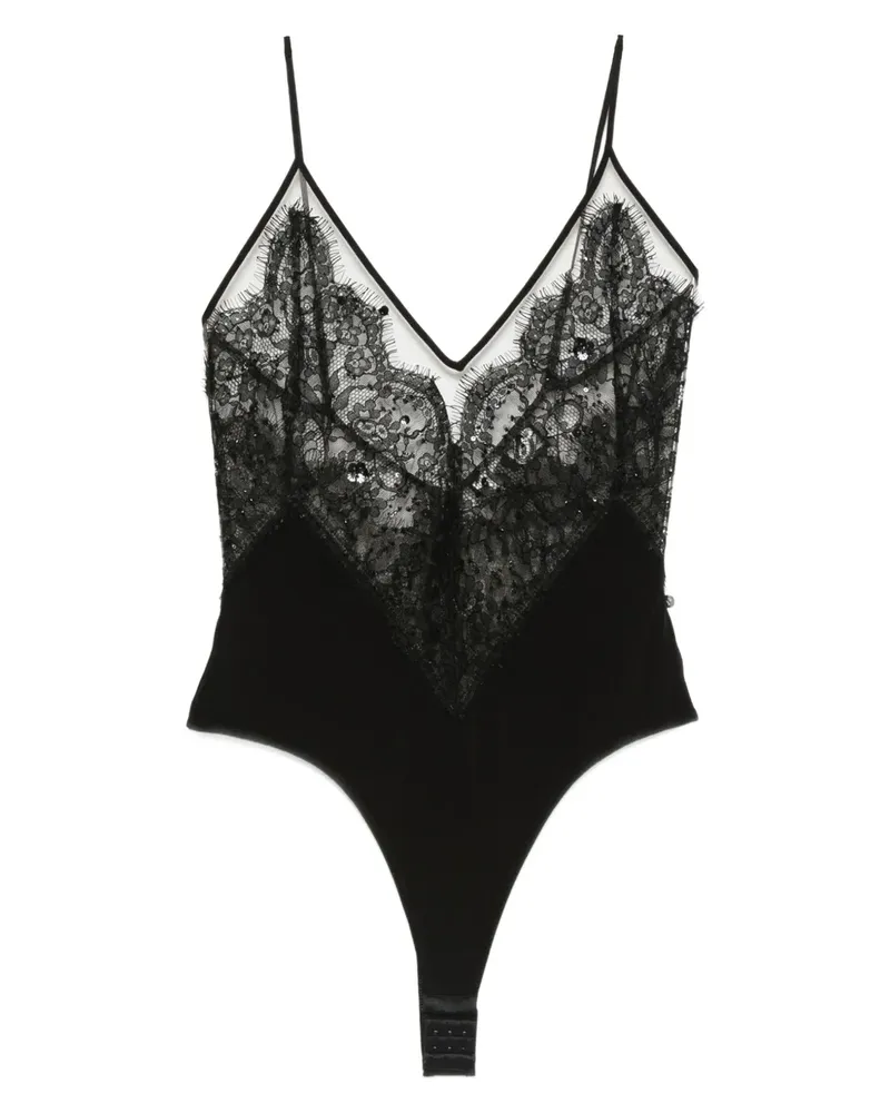 NISSA Top mit Spitze - Schwarz Schwarz