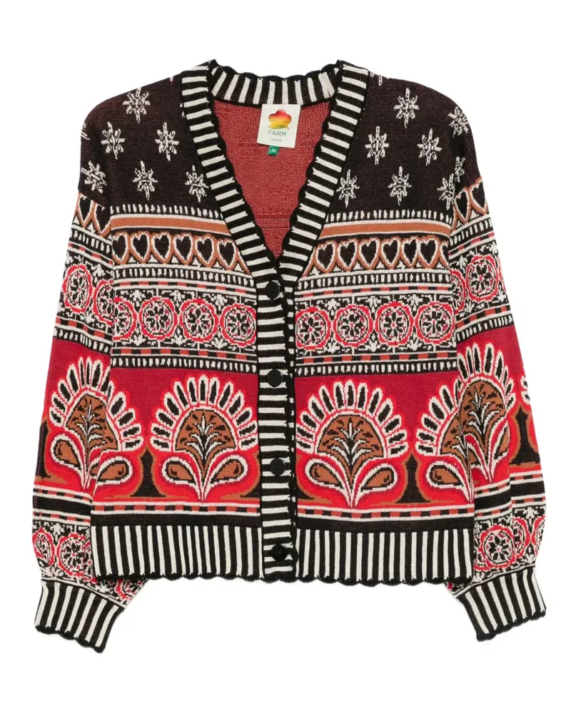 FARM Rio Gemusterter Cardigan - Rot Rot
