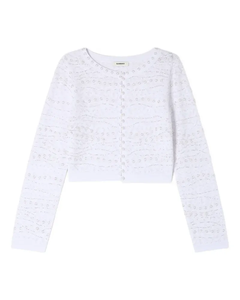 Sandro Cardigan mit Blumenverzierung - Weiß Weiß