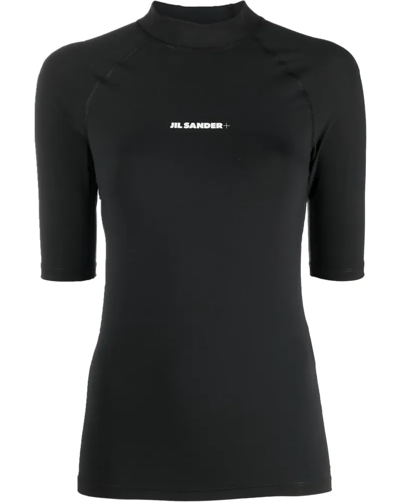 Jil Sander Neoprenoberteil mit Logo-Print - Schwarz Schwarz