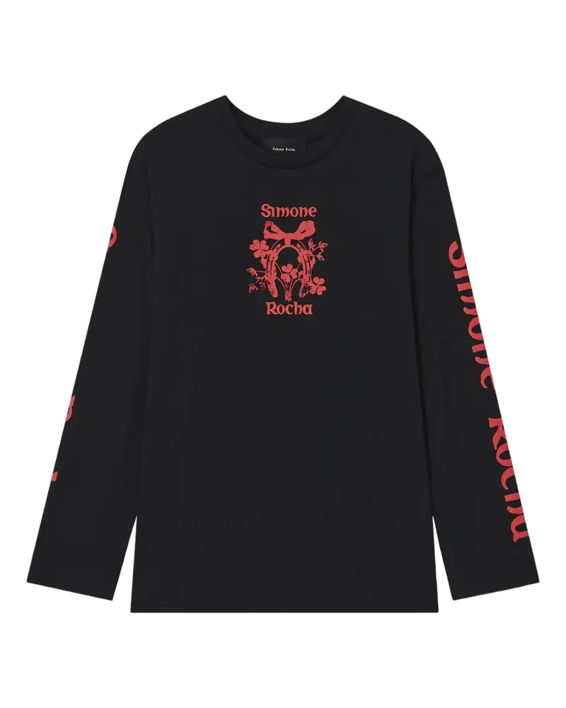 Simone Rocha Coming Up Roses graphic-print long-sleeve T-shirt - Schwarz Schwarz