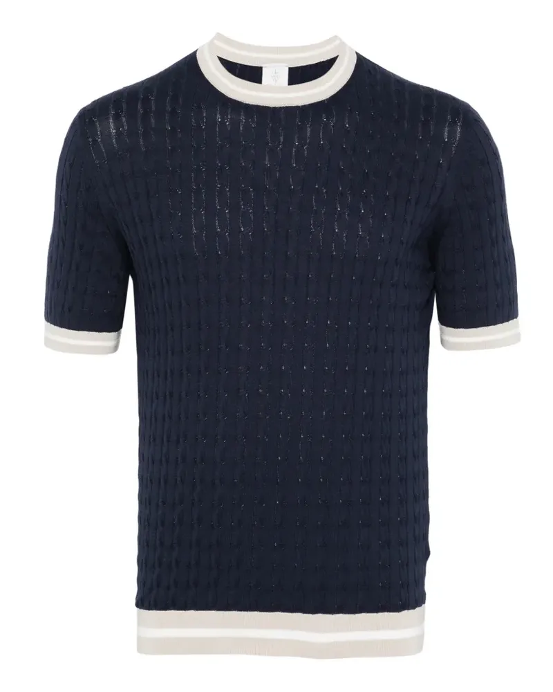 Eleventy T-Shirt mit Zopfmuster - Blau Blau