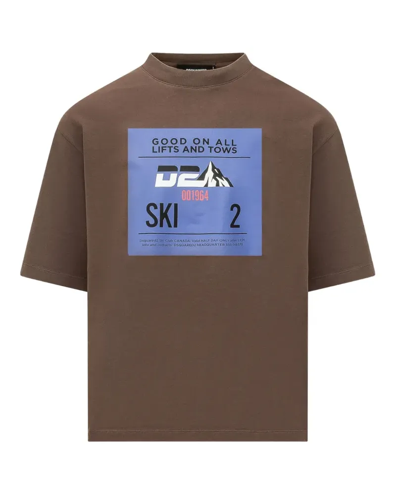 Dsquared2 Weites T-Shirt mit Print - Braun Braun