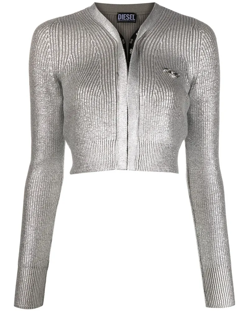 Diesel Cardigan im Cropped-Design - Silber Silber
