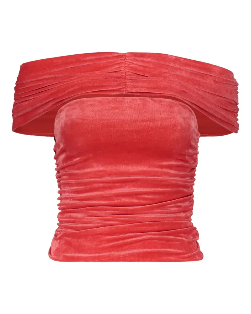 Alberta Ferretti ruched off-shoulder top - Rot Rot