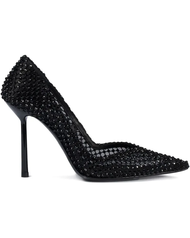 Le Silla Gilda Mesh-Pumps mit Kristallen 100mm - Schwarz Schwarz