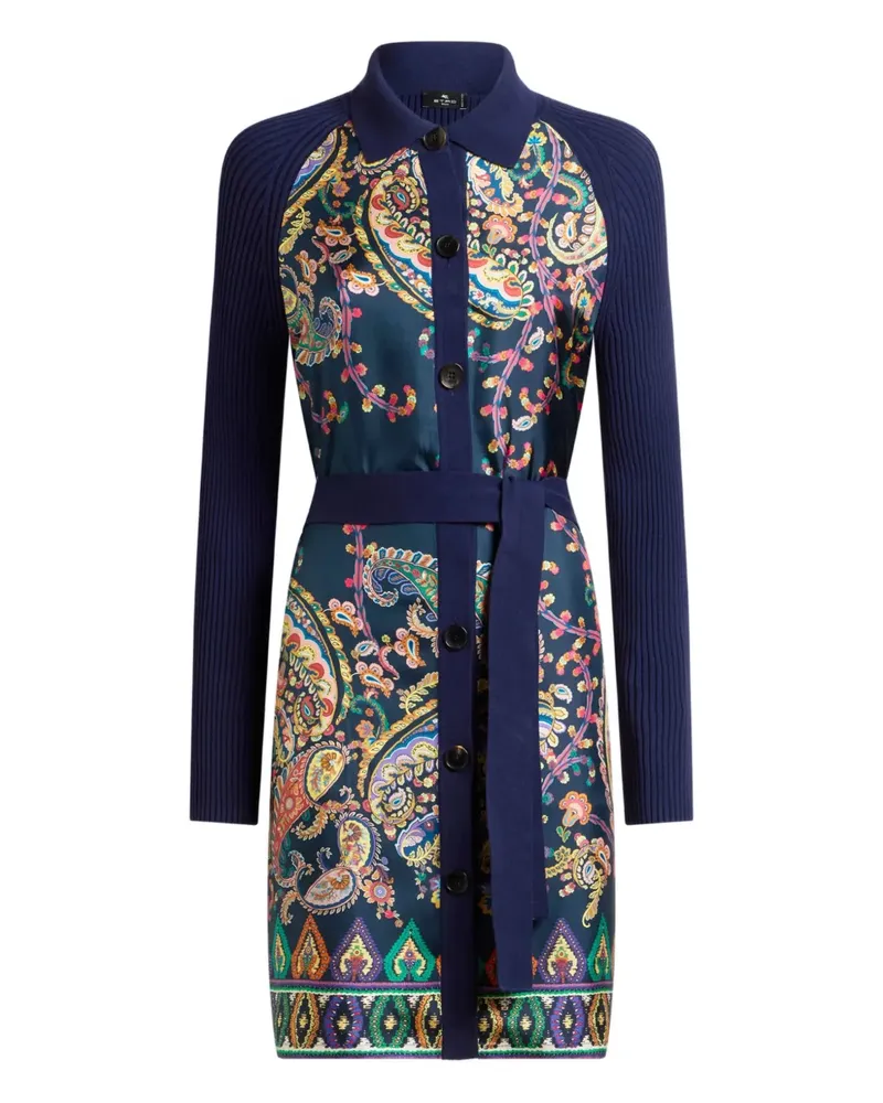 Etro ribbed paisley cardigan - Blau Blau