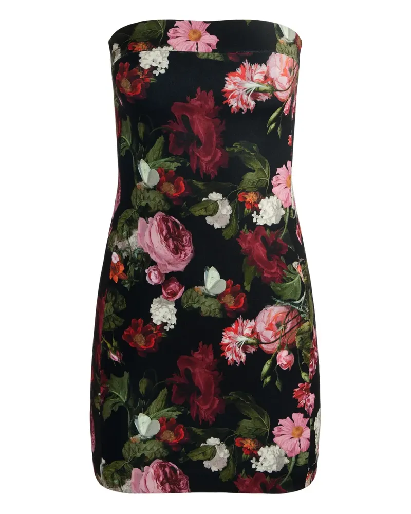 Alice + Olivia Kelly Minikleid mit Blumen - Schwarz Schwarz
