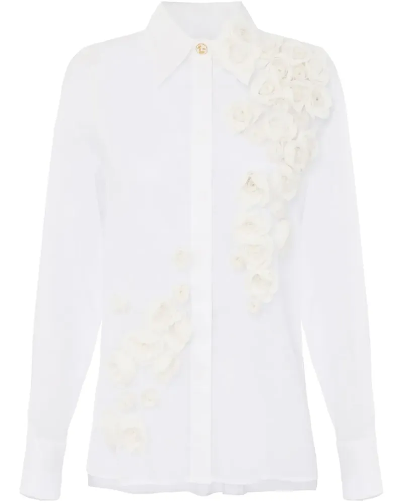 Elisabetta Franchi Hemd mit Blumenapplikation - Weiß Weiß