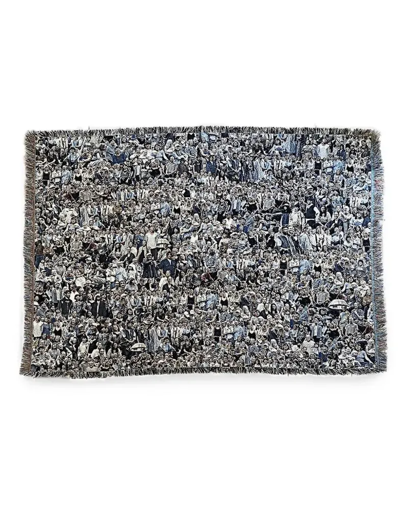 BLESS Nº75 Raushfaces cotton blanket - Schwarz Schwarz