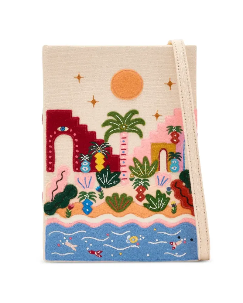 Olympia Le-Tan tropic vibes-embroidered clutch bag - Nude Nude