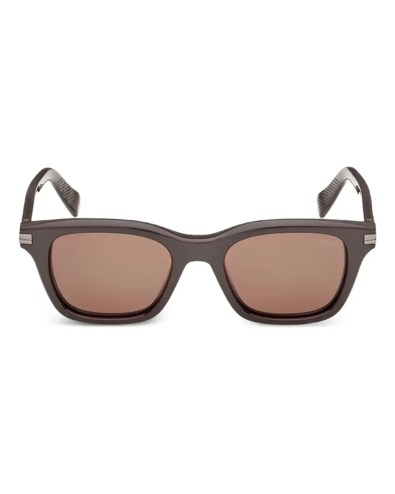 Ermenegildo Zegna Sonnenbrille mit eckigem Gestell - Braun Braun