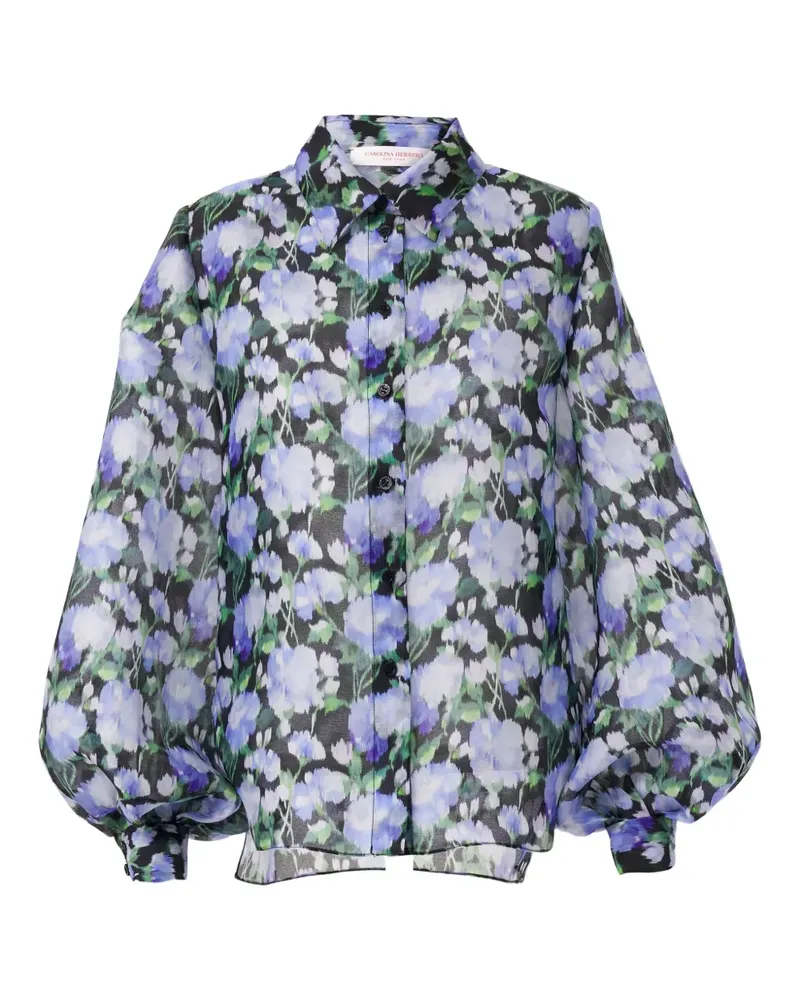 Carolina Herrera New York Hemd mit Pfingstrosen-Print - Blau Blau