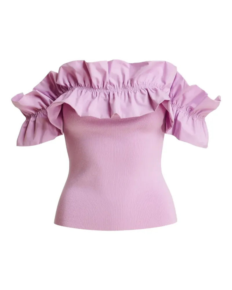 Essentiel ruffled-neck off-shoulder top - Rosa Rosa