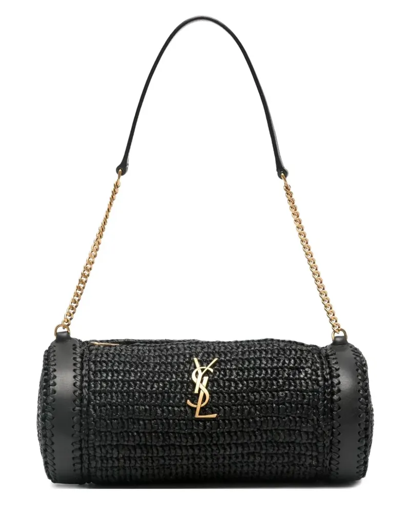 Saint Laurent Schultertasche aus Raffiabast - Schwarz Schwarz