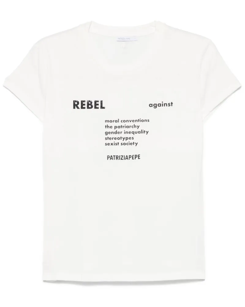 Patrizia Pepe T-Shirt mit vorstehendem Text - Weiß Weiß