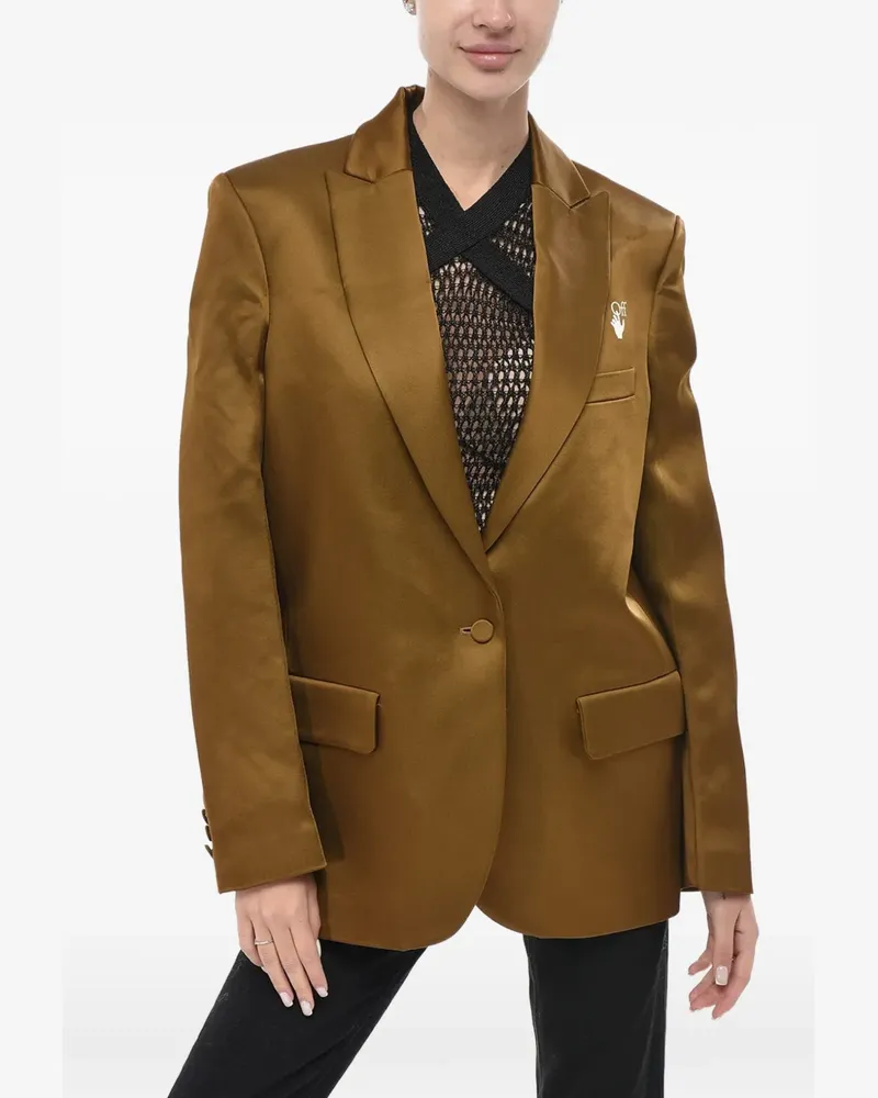 OFF-WHITE satin flap-pocket blazer - Grün Grün