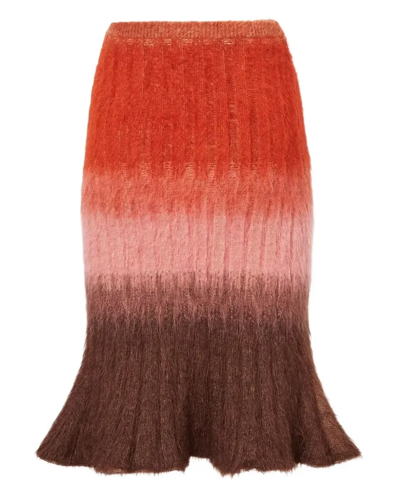 Fendi flared ribbed-knit midi skirt - Braun Braun