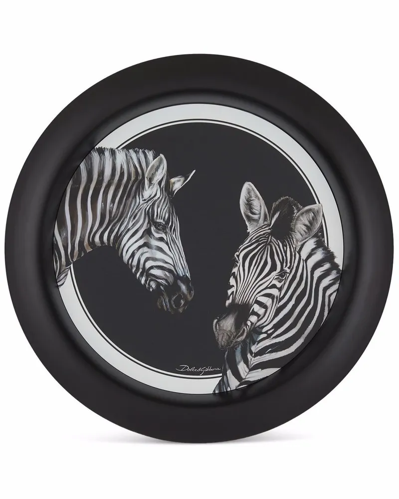 Dolce & Gabbana Teller mit Zebra-Print - Schwarz Schwarz