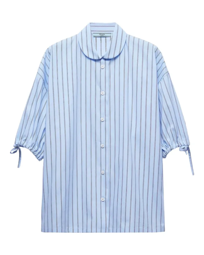 Prada Gestreiftes Hemd aus Popeline - Blau Blau