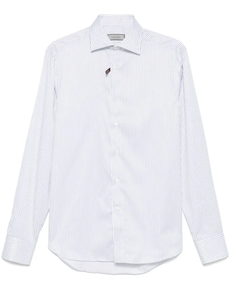 Canali Gestreiftes Hemd - Weiß Weiß