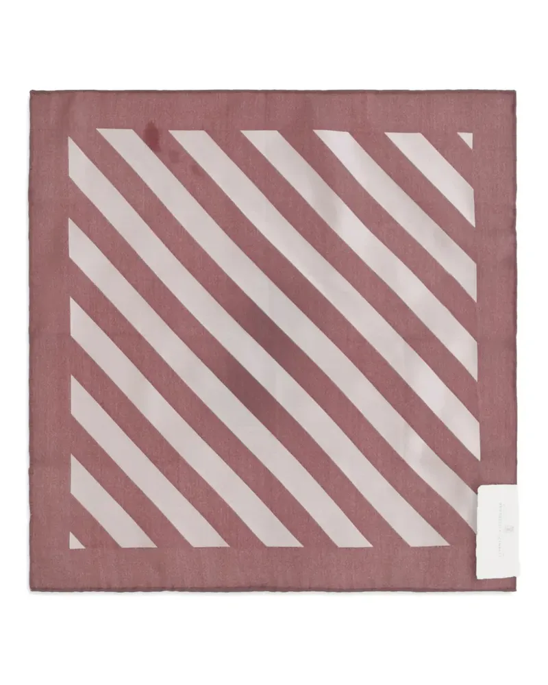 Brunello Cucinelli diagonal-stripe silk pocket square - Rosa Rosa