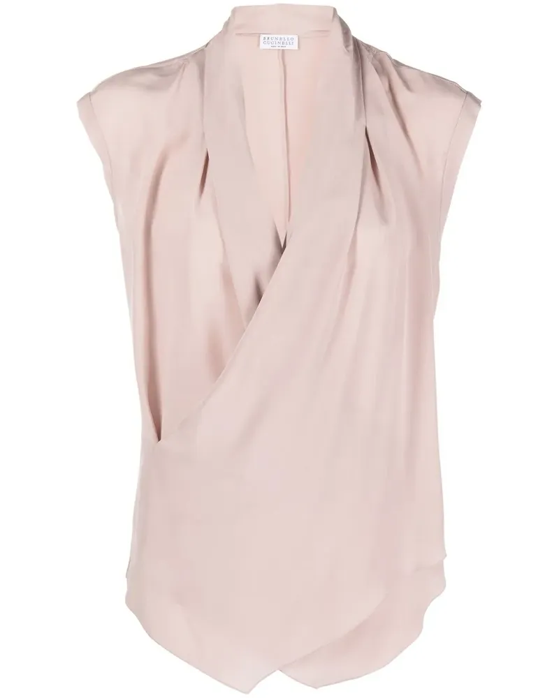 Brunello Cucinelli Gewickelte Seidenbluse - Rosa Rosa