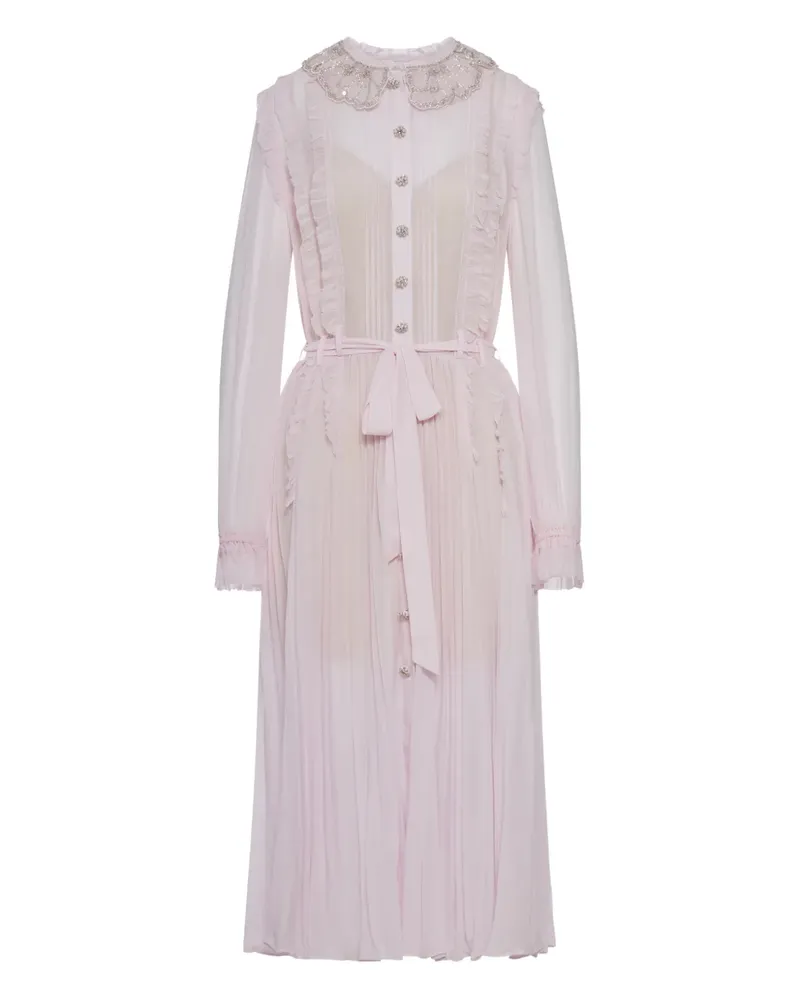 Self-Portrait Kleid mit Falten - Rosa Rosa