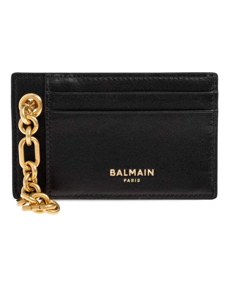 Balmain monogram-pattern chain-link card holder - Schwarz Schwarz
