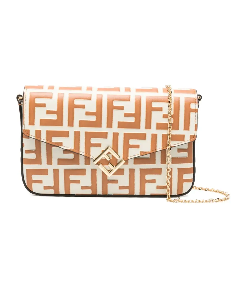 Fendi FF Diamonds Umhängetasche mit Klappe - Nude Nude