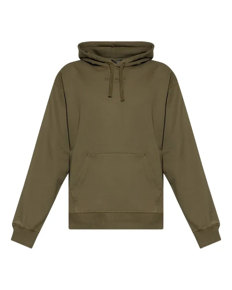 Balmain logo-embroidered hoodie - Grün Grün