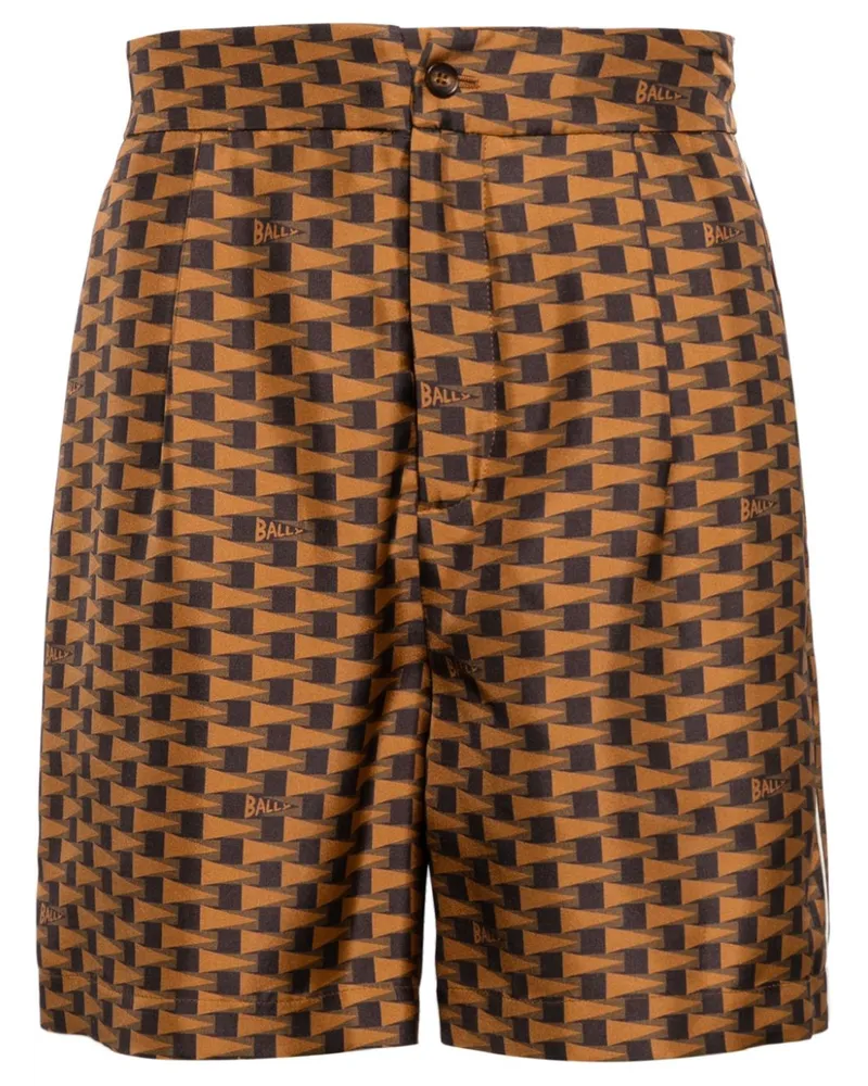 Bally Seidenshorts mit Pennant-Print Braun