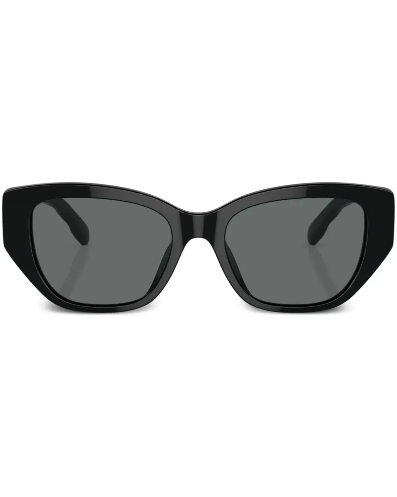 Tory Burch Eckige Sonnenbrille mit Logo-Schild - Schwarz Schwarz