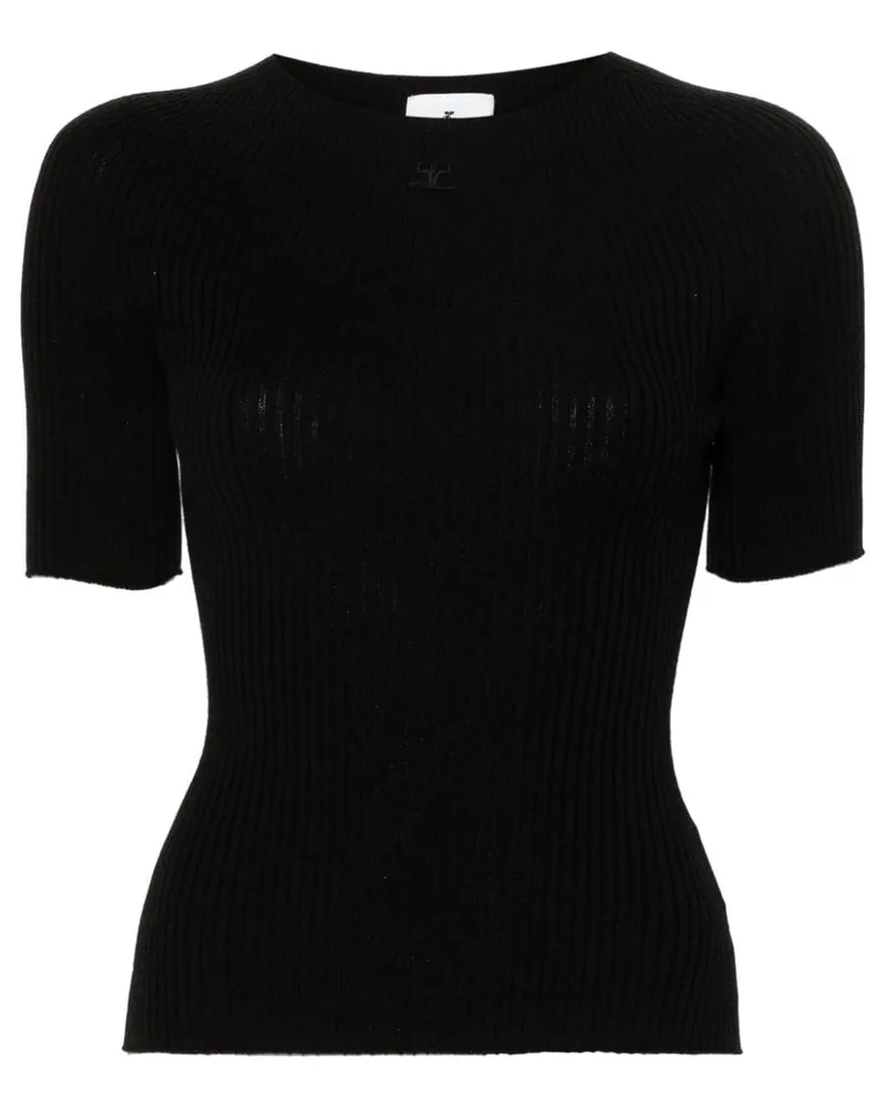 Courrèges Gerippter Solar Pullover - Schwarz Schwarz