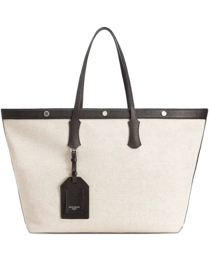 Dolce & Gabbana Schultertasche aus Canvas - Nude Nude