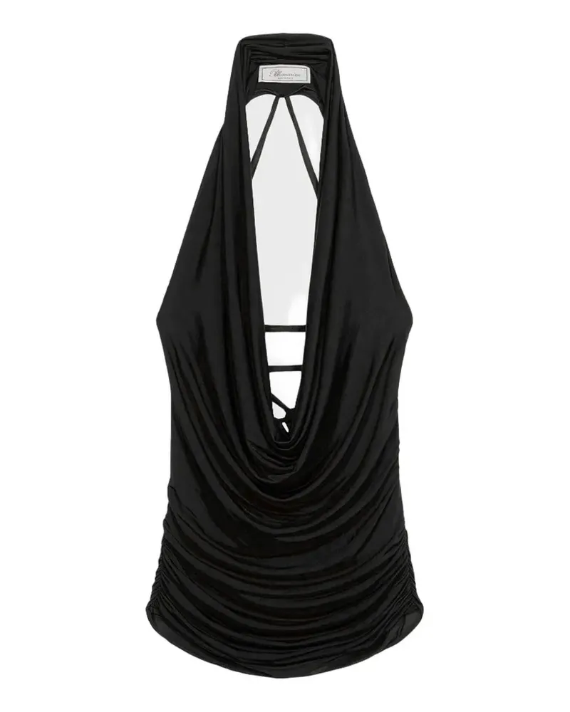 Blumarine V-neck ruched top - Schwarz Schwarz