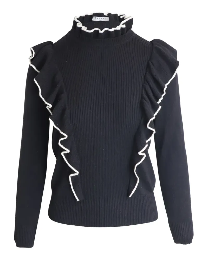 Sandro ruffle-trim sweater - Schwarz Schwarz