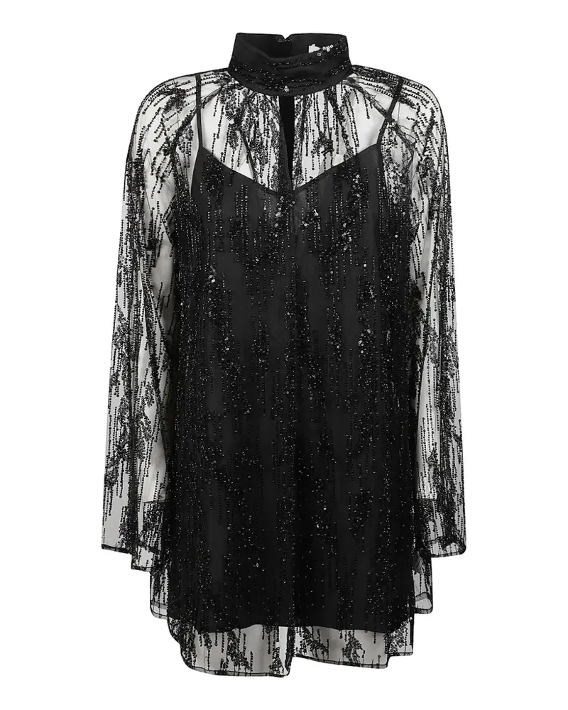 STAUD Esther sequin-embellished mesh mini dress - Schwarz Schwarz