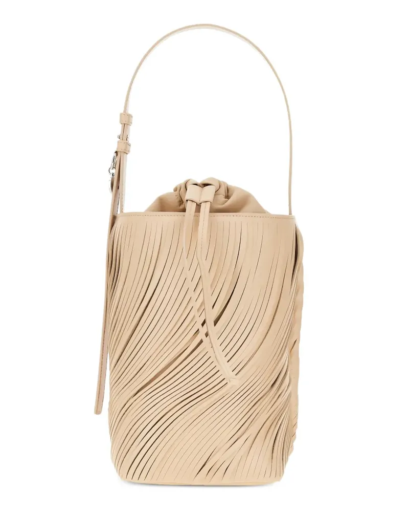 Emporio Armani fringe-detailed leather bucket bag - Nude Nude