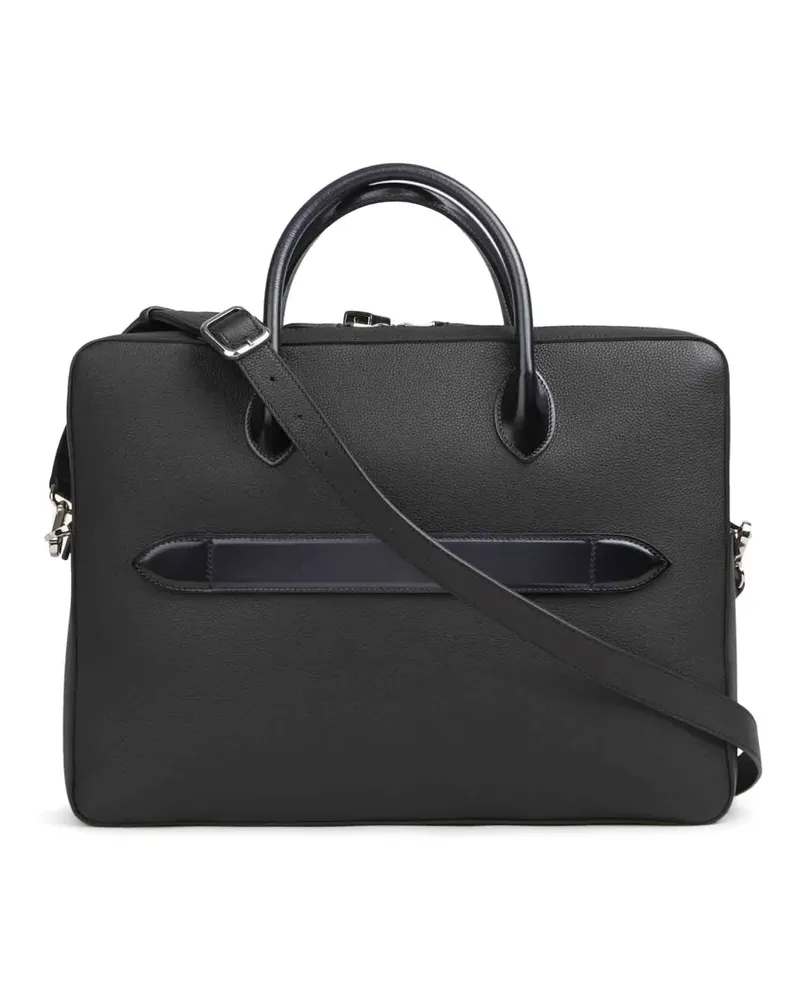 Santoni Laptoptasche aus gekörntem Leder - Schwarz Schwarz