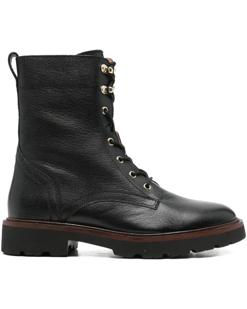 Geox Knöchelhohe Lederstiefel - Schwarz Schwarz