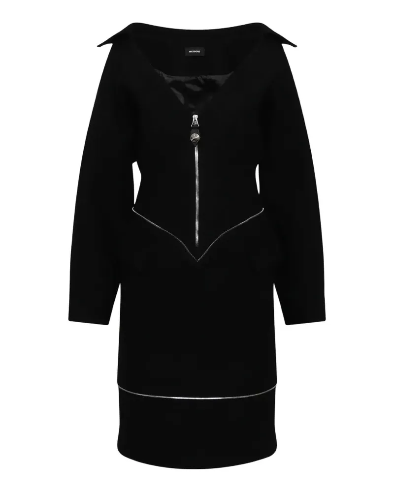 WE 11 DONE off-shoulder zip-fastening dress - Schwarz Schwarz