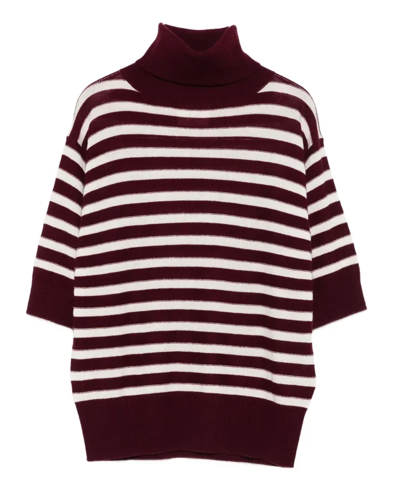 ALLUDE Gestreifter Rollkragenpullover - Rot Rot